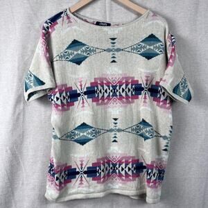 Chaps Womens Aztec Print Sweater Size XL Linen Blend Southwestern Boho Festival